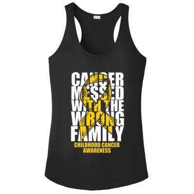 Childhood Cancer Messed With The Wrong Family Ribbon Gift Ladies PosiCharge Competitor Racerback Tank