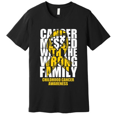 Childhood Cancer Messed With The Wrong Family Ribbon Gift Premium T-Shirt