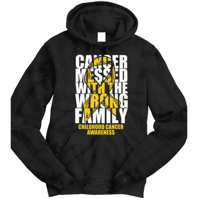 Childhood Cancer Messed With The Wrong Family Ribbon Gift Tie Dye Hoodie