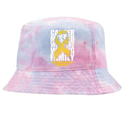 Childhood Cancer Messed With The Wrong Family Ribbon Gift Tie-Dyed Bucket Hat