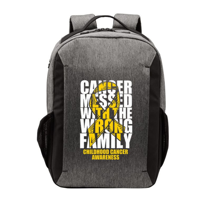 Childhood Cancer Messed With The Wrong Family Ribbon Gift Vector Backpack