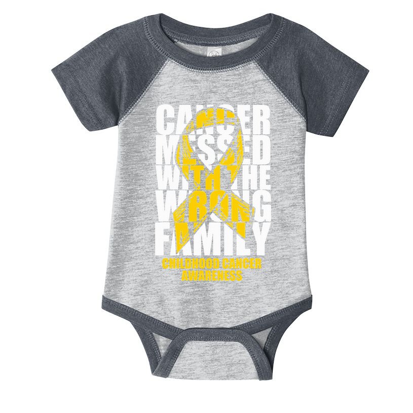 Childhood Cancer Messed With The Wrong Family Ribbon Gift Infant Baby Jersey Bodysuit