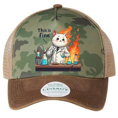 Chemistry Cat Meme This Is Fine Medical Lab Tech Lab Science Legacy Tie Dye Trucker Hat