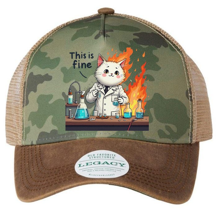 Chemistry Cat Meme This Is Fine Medical Lab Tech Lab Science Legacy Tie Dye Trucker Hat