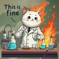 Chemistry Cat Meme This Is Fine Medical Lab Tech Lab Science Legacy Tie Dye Trucker Hat