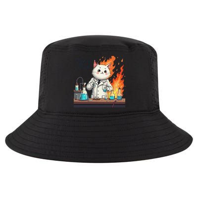 Chemistry Cat Meme This Is Fine Medical Lab Tech Lab Science Cool Comfort Performance Bucket Hat