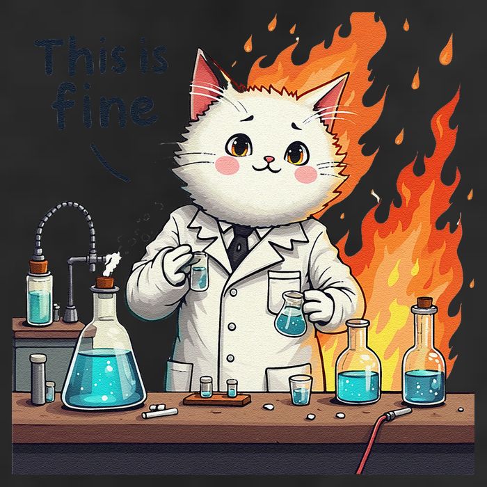 Chemistry Cat Meme This Is Fine Medical Lab Tech Lab Science Cool Comfort Performance Bucket Hat