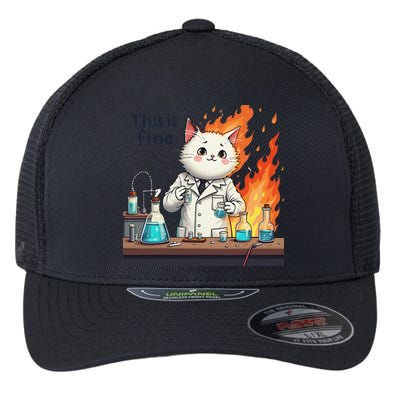 Chemistry Cat Meme This Is Fine Medical Lab Tech Lab Science Flexfit Unipanel Trucker Cap