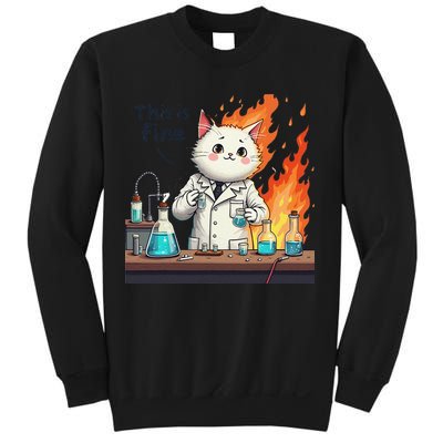 Chemistry Cat Meme This Is Fine Medical Lab Tech Lab Science Sweatshirt