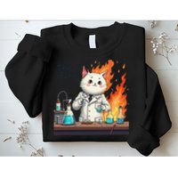 Chemistry Cat Meme This Is Fine Medical Lab Tech Lab Science Sweatshirt