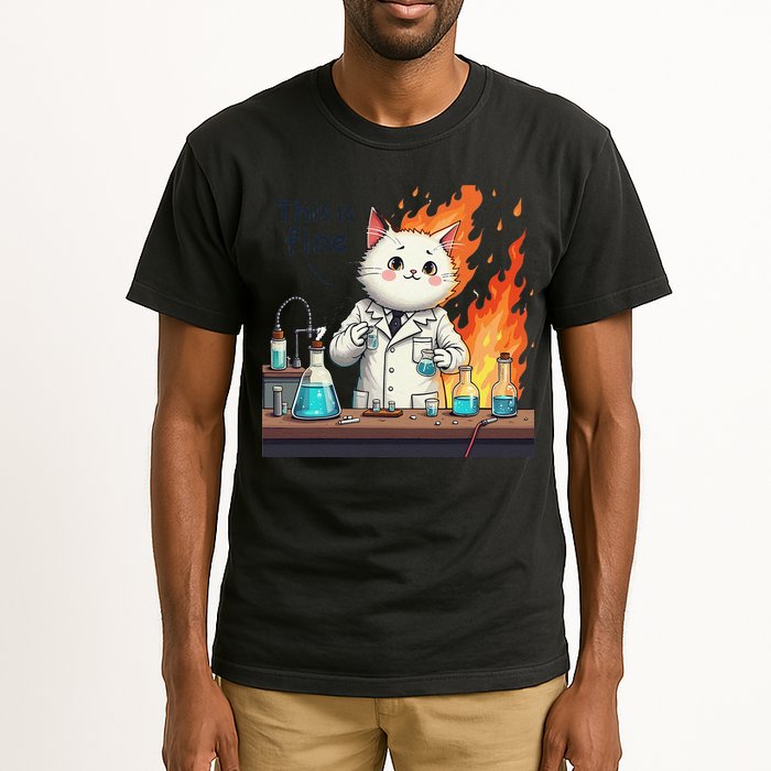 Chemistry Cat Meme This Is Fine Medical Lab Tech Lab Science Tall T-Shirt