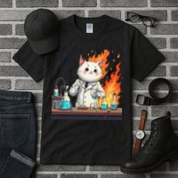 Chemistry Cat Meme This Is Fine Medical Lab Tech Lab Science Tall T-Shirt