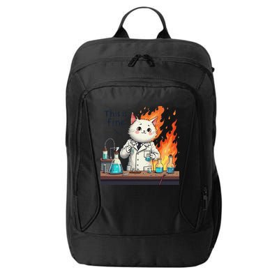 Chemistry Cat Meme This Is Fine Medical Lab Tech Lab Science City Backpack