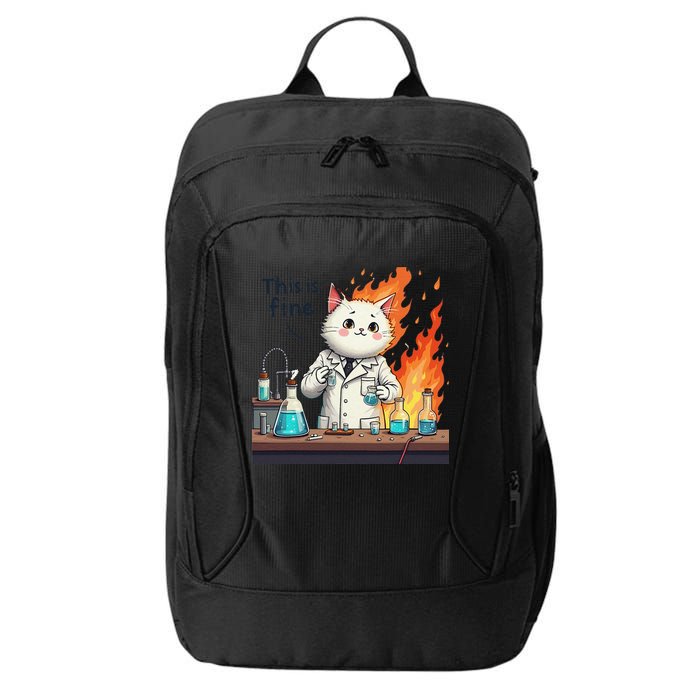 Chemistry Cat Meme This Is Fine Medical Lab Tech Lab Science City Backpack