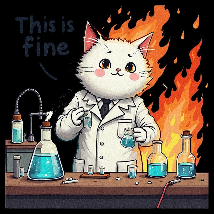 Chemistry Cat Meme This Is Fine Medical Lab Tech Lab Science Sustainable Bucket Hat