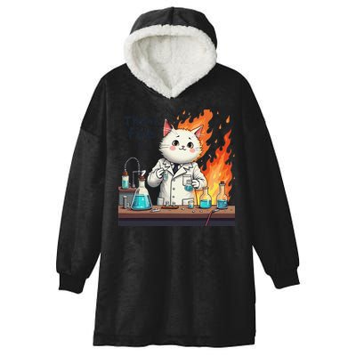 Chemistry Cat Meme This Is Fine Medical Lab Tech Lab Science Hooded Wearable Blanket