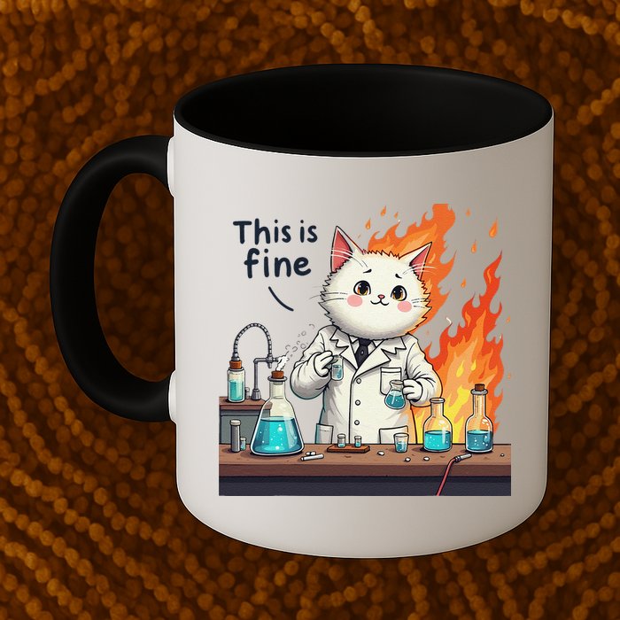 Chemistry Cat Meme This Is Fine Medical Lab Tech Lab Science Mug