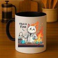 Chemistry Cat Meme This Is Fine Medical Lab Tech Lab Science Mug