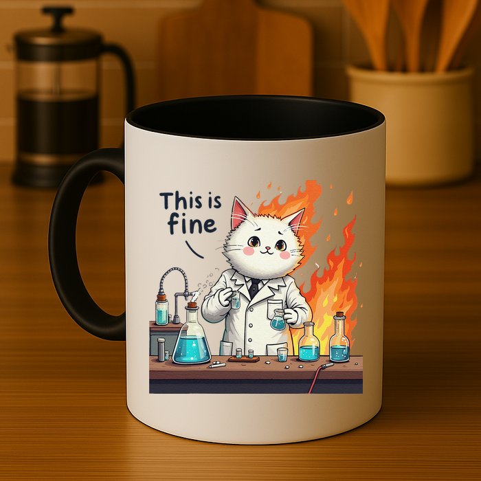 Chemistry Cat Meme This Is Fine Medical Lab Tech Lab Science Mug