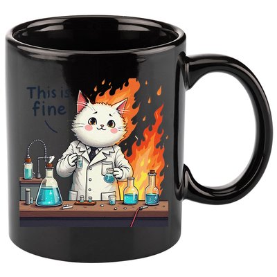 Chemistry Cat Meme This Is Fine Medical Lab Tech Lab Science 11oz C Handle Ceramic Mug