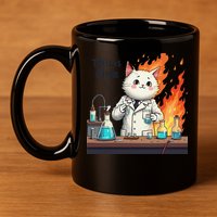 Chemistry Cat Meme This Is Fine Medical Lab Tech Lab Science 11oz C Handle Ceramic Mug