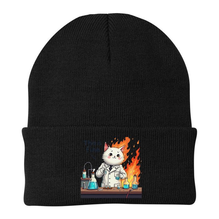 Chemistry Cat Meme This Is Fine Medical Lab Tech Lab Science Beanie