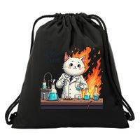Chemistry Cat Meme This Is Fine Medical Lab Tech Lab Science Drawstring Bag