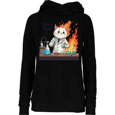 Chemistry Cat Meme This Is Fine Medical Lab Tech Lab Science Womens Funnel Neck Pullover Hood