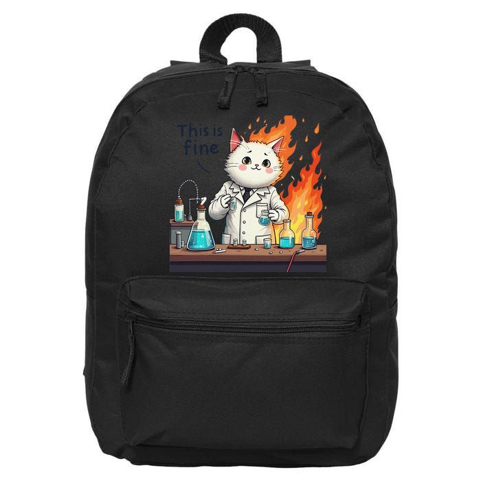 Chemistry Cat Meme This Is Fine Medical Lab Tech Lab Science 16 in Basic Backpack