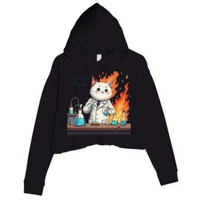 Chemistry Cat Meme This Is Fine Medical Lab Tech Lab Science Crop Fleece Hoodie