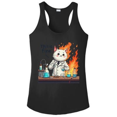 Chemistry Cat Meme This Is Fine Medical Lab Tech Lab Science Ladies PosiCharge Competitor Racerback Tank