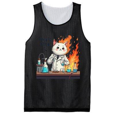 Chemistry Cat Meme This Is Fine Medical Lab Tech Lab Science Mesh Reversible Basketball Jersey Tank