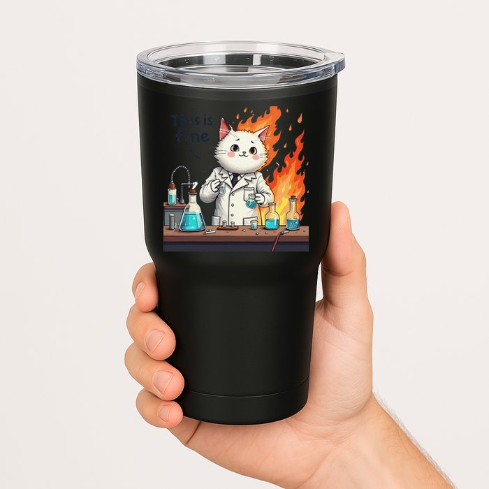 Chemistry Cat Meme This Is Fine Medical Lab Tech Lab Science Tumbler