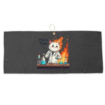 Chemistry Cat Meme This Is Fine Medical Lab Tech Lab Science Large Microfiber Waffle Golf Towel