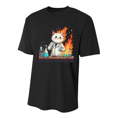 Chemistry Cat Meme This Is Fine Medical Lab Tech Lab Science Youth Performance Sprint T-Shirt