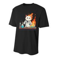 Chemistry Cat Meme This Is Fine Medical Lab Tech Lab Science Youth Performance Sprint T-Shirt