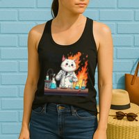 Chemistry Cat Meme This Is Fine Medical Lab Tech Lab Science Womens Tank Top