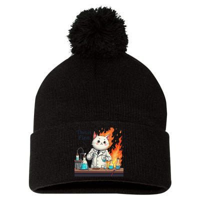 Chemistry Cat Meme This Is Fine Medical Lab Tech Lab Science Pom Pom 12in Knit Beanie