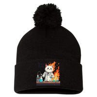 Chemistry Cat Meme This Is Fine Medical Lab Tech Lab Science Pom Pom 12in Knit Beanie