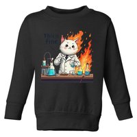 Chemistry Cat Meme This Is Fine Medical Lab Tech Lab Science Toddler Sweatshirt
