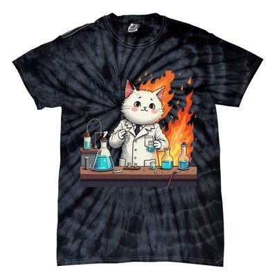 Chemistry Cat Meme This Is Fine Medical Lab Tech Lab Science Tie-Dye T-Shirt