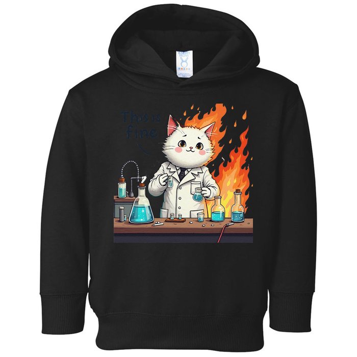 Chemistry Cat Meme This Is Fine Medical Lab Tech Lab Science Toddler Hoodie