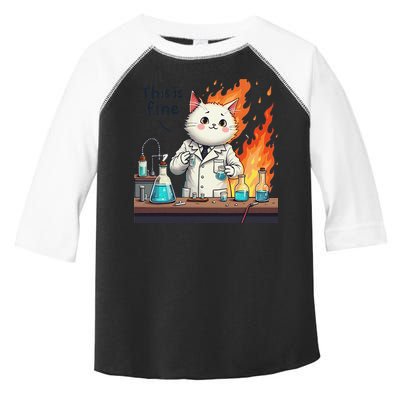 Chemistry Cat Meme This Is Fine Medical Lab Tech Lab Science Toddler Fine Jersey T-Shirt