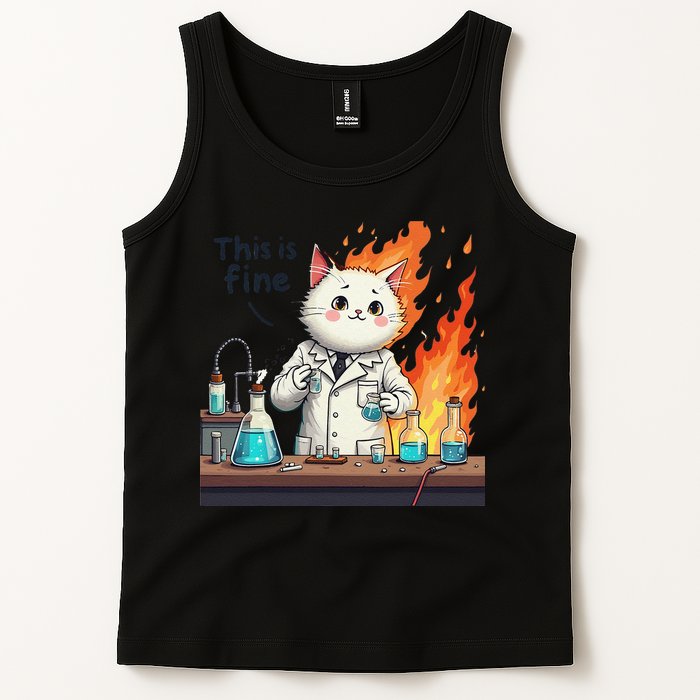 Chemistry Cat Meme This Is Fine Medical Lab Tech Lab Science Tank Top