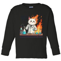 Chemistry Cat Meme This Is Fine Medical Lab Tech Lab Science Toddler Long Sleeve Shirt