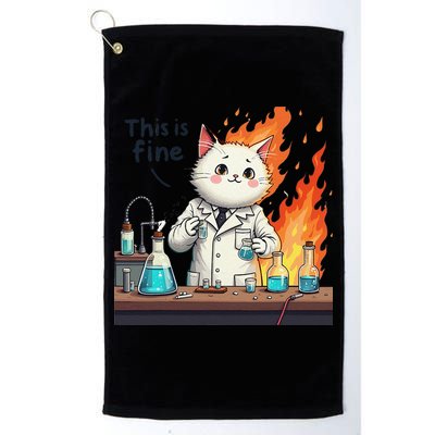 Chemistry Cat Meme This Is Fine Medical Lab Tech Lab Science Golf Towel