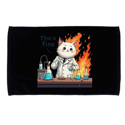 Chemistry Cat Meme This Is Fine Medical Lab Tech Lab Science Microfiber Hand Towel