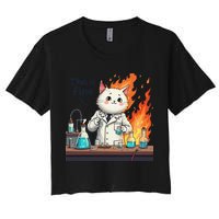 Chemistry Cat Meme This Is Fine Medical Lab Tech Lab Science Crop Top