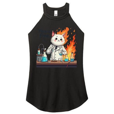 Chemistry Cat Meme This Is Fine Medical Lab Tech Lab Science Women's Perfect Tri Rocker Tank