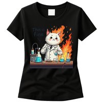 Chemistry Cat Meme This Is Fine Medical Lab Tech Lab Science Womens T-Shirt